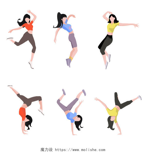 跳舞跳街舞卡通人物跳舞EPS素材舞蹈人物元素